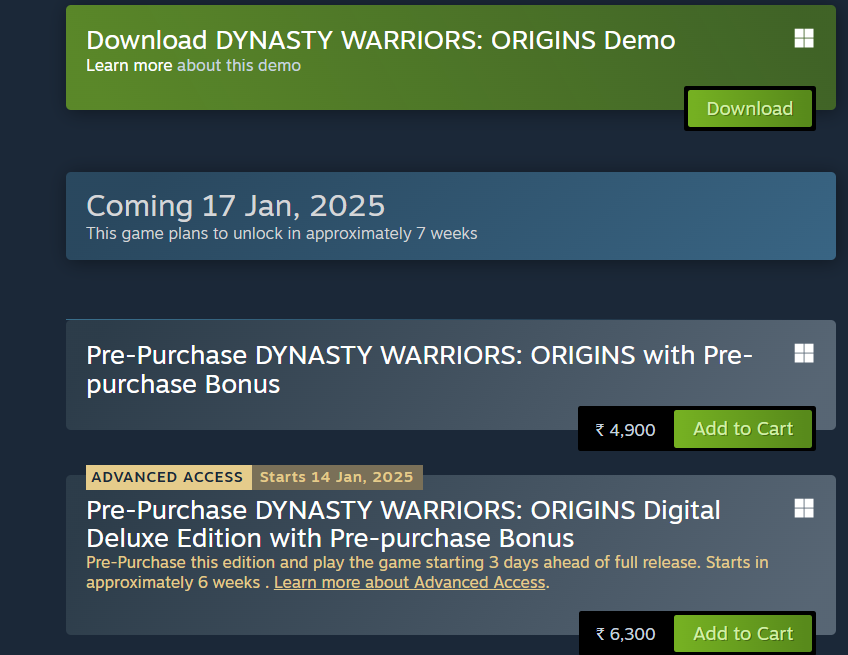 dynasty warriors origin steam price