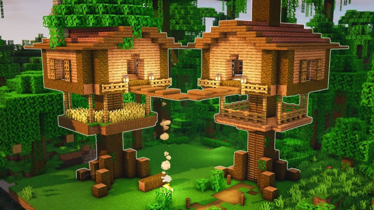 minecraft tree house starter base idea image